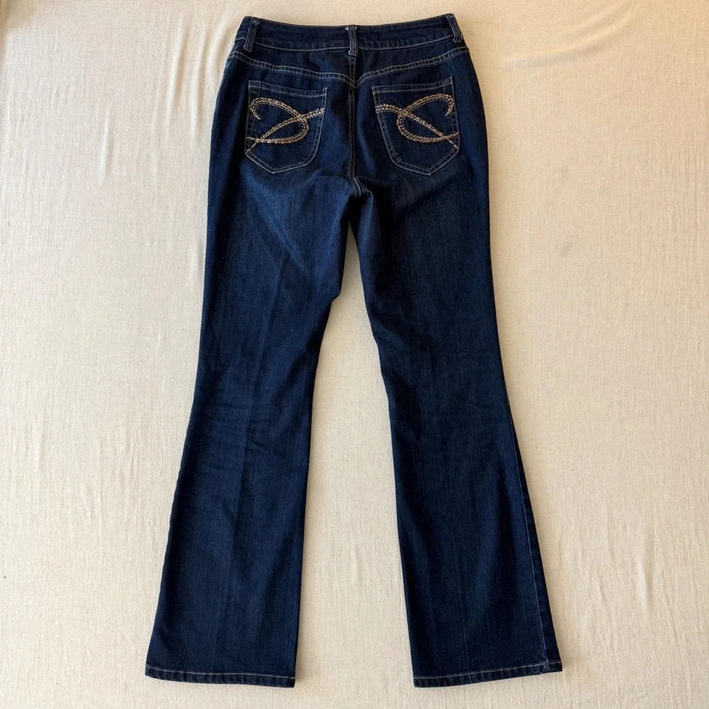 Chico's Platinum Embellished Dark Wash Straight Leg Jeans Women 0.5 (US 6)